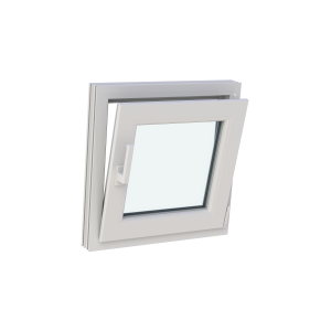 Fereastră termopan baie 560/560, profil PVC Ramplast, 1 canat, deschidere dreapta-Alb