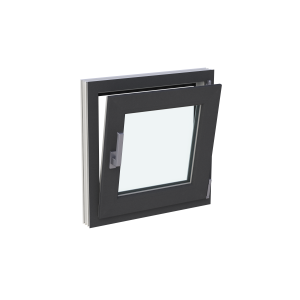 Fereastră termopan baie 560/560, profil PVC Ramplast, 1 canat, deschidere dreapta-Gri antracit