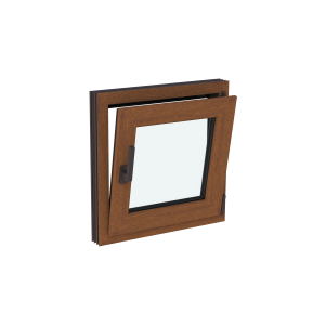 Fereastră termopan baie 560/560, profil PVC Ramplast, 1 canat, deschidere dreapta-Stejar auriu