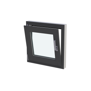 Fereastră baie 560/560, profil PVC Ramplast, 1 canat, deschidere stânga-Gri antracit