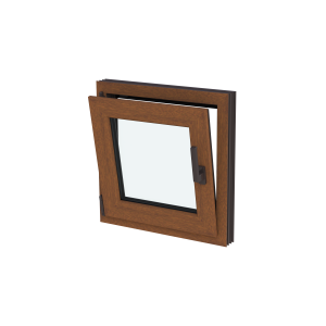 Fereastră termopan baie 560/560, profil PVC Ramplast, 1 canat, deschidere stânga-Stejar auriu