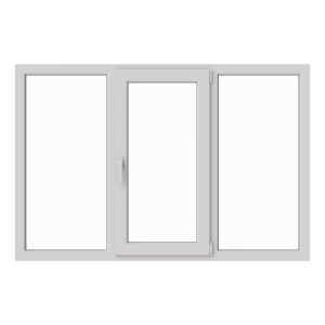 Fereastră termopan dormitor 1800/1200, profil PVC Ramplast, 3 canate, deschidere dreapta, 2 x fixă + rotobatantă-Alb