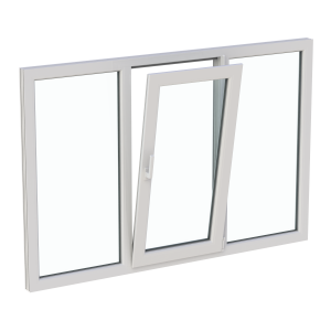 Fereastră termopan dormitor 180/120 cm, profil PVC Ramplast, 3 canate, deschidere dreapta, 2 x fixă + Oscilobatantă