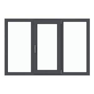 Fereastră termopan living 1800/1200, profil PVC Ramplast, 3 canate, deschidere dreapta, 2 x Fixă + Rotobatantă-Gri antracit