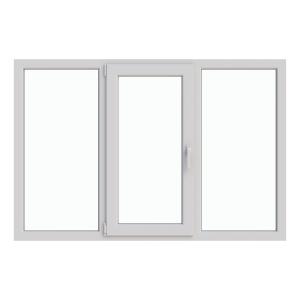Fereastră termopan dormitor 1800/1200, profil PVC Ramplast, 3 canate, deschidere stânga, 2 x fixă + rotobatantă-Alb