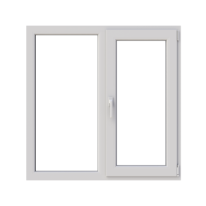 Fereastră termopan bucătărie 1160/1160, profil PVC Ramplast, 2 canate, deschidere dreapta, fixă + rotobatantă-Alb