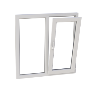 Fereastră termopan living 1160/1160, profil PVC Ramplast, 2 canate, deschidere dreapta, fix + rotobatantă-Alb