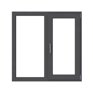 Fereastră termopan bucătărie 1160/1160, profil PVC Ramplast, 2 canate, deschidere dreapta, fixă + rotobatantă-Gri antracit