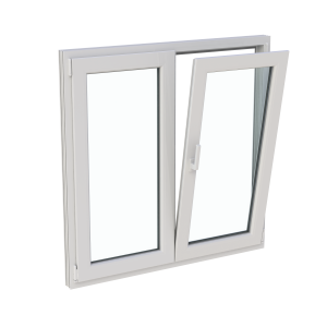 Fereastră termopan bucătărie 1160/1160, profil PVC Ramplast, 2 canate, deschidere dreapta, rotobatantă-Alb