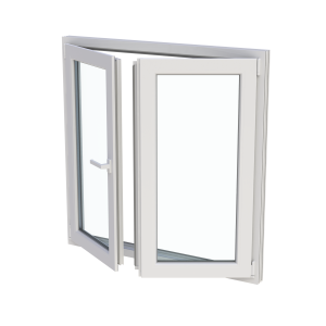 Fereastră termopan bucătărie 116/116 cm, profil PVC Ramplast, 2 canate, deschidere stânga, Oscilobatantă