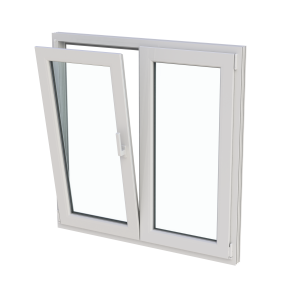 Fereastră termopan living 1160/1160, profil PVC Ramplast, 2 canate mobile, deschidere stânga-Alb