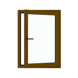 Fereastră termopan cameră tehnică 860/1160, profil PVC Ramplast, 1 canat, deschidere dreapta interior-Stejar auriu