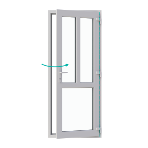 Ușă de interior, profil PVC Ramplast, 1 canat, deschidere dreapta, montant orizontal + vertical