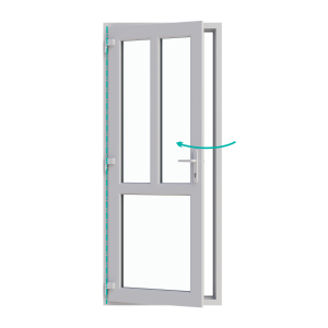 Ușă de interior, profil PVC Ramplast, 1 canat, deschidere stânga, montant orizontal + vertical