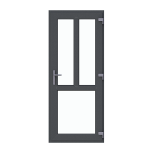 Ușă termopan intrare 860/2050, profil PVC Ramplast, 1 canat, deschidere dreapta, montant orizontal + vertical-Gri antracit