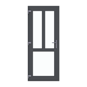 Ușă termopan intrare 860/2050, profil PVC Ramplast, 1 canat, deschidere stânga, montant orizontal + vertical-Gri antracit