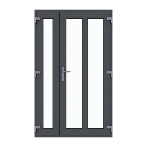 Ușă termopan intrare dublă 1250/2050, profil PVC Ramplast, 2 canate, deschidere dreapta-Gri antracit