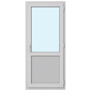 Ușă termopan interior 98/198 cm, profil PVC TeraPlast, 1 canat, geam sus și panou PVC jos, deschidere dreapta